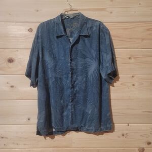 Tommy Bahama Men's Short Sleeve Button Down Shirt 100% Silk Size L 23x29